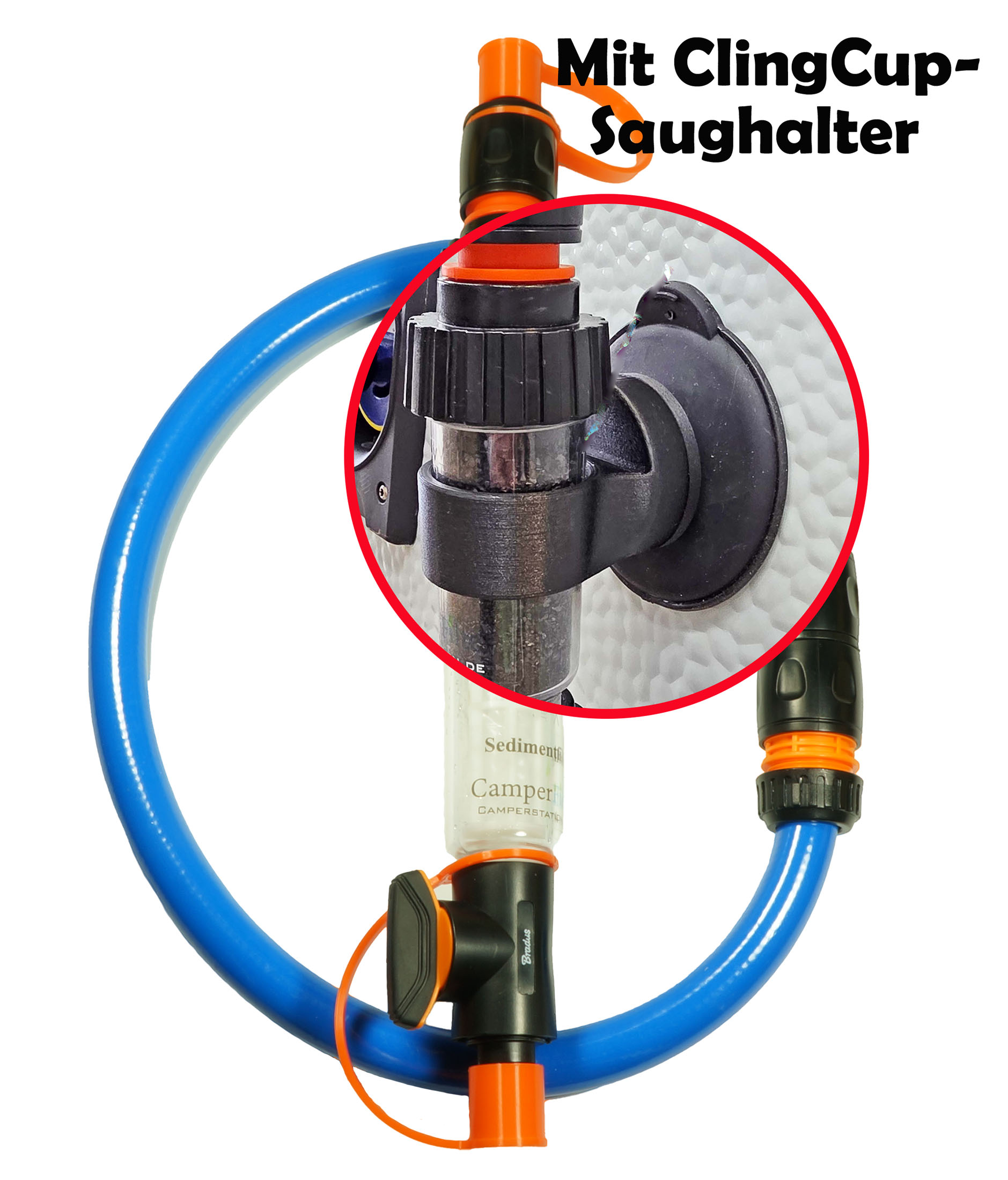 CamperFilter Aktivkohle-SystemSet + ClingCup Saughalter